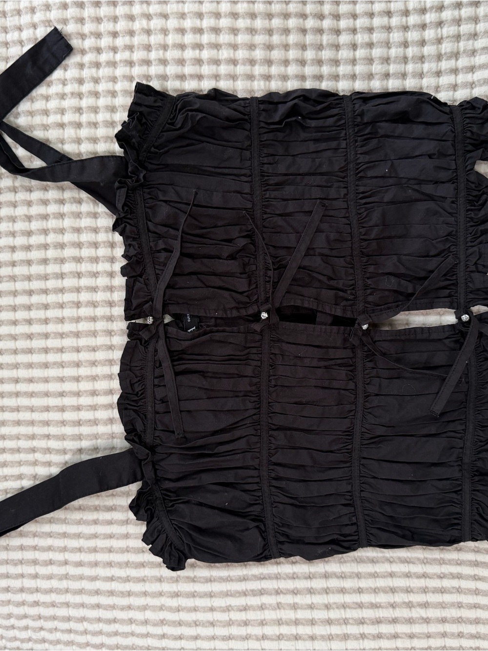 Zara Black Ruched Tie-Front Camisole